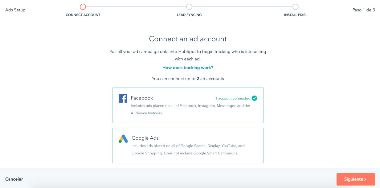 Conectar Hubspot CRM con Facebook Ads